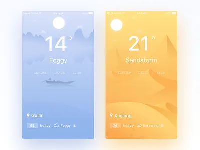 weather-app app boat date foggy illustration interface mountain sandstorm weather