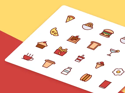 Food And Drink Icons In Filled Line Style button drink food icon icon pack icon set iconography illustration meal