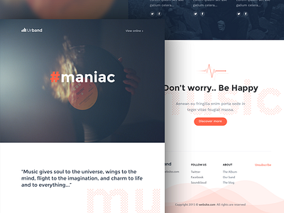 Music Band HTML Email / Newsletter clean email email template mailchimp minimal newsletter popup templates web