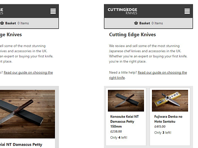 Information density vs image size ecommerce grid layout ui