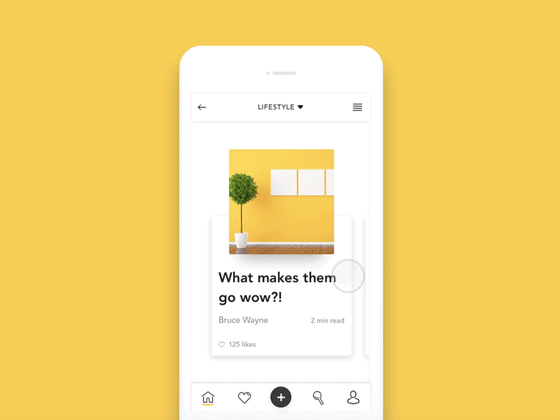 Mobile Blog App UI android article blog design gif interaction ios minimal mobile mobile app principle sketch