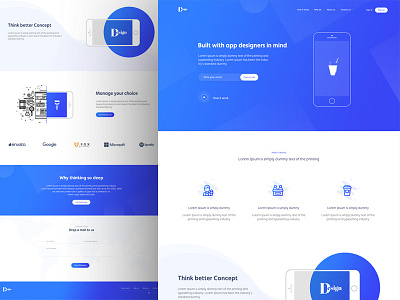 Creative design Concept app best blue clean google gradient idea landing page shot ui ux
