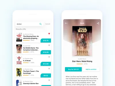 Books - Search Results & Book Preview android book buy card clean e commerce filter ios library modern results search