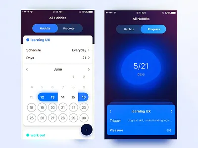 Habit tracker IOS app app calendar design habit interface ios mobile tracker ui ui app ui ios