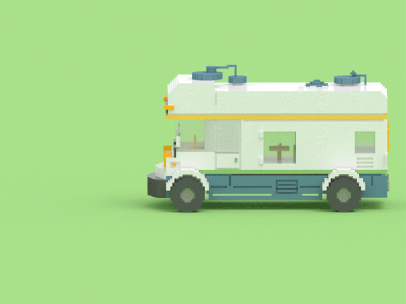 Camper Van 3d isometric magicavoxel render vehicle voxel