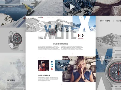 Swatch X Lite White Attack Collection Concept grid light mockup product red snowboarding story swatch texture ui watch web