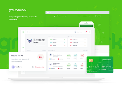 Groundwork - Better team payments card credit dashboard groundwork illustration landing parents payment sport team user website