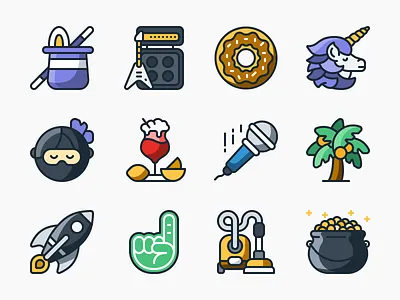 Emoji cocktail emoji gold icon iconography illustration line magic ninja rocket stroke vector