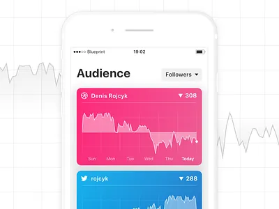 Followio Audience Screen analytics audience initial mockup ios ios11 iphone mobile