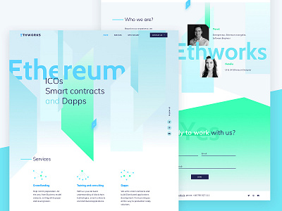 Ethworks website bitcoin blockchain dapps ethereum home ico landing page shapes smart