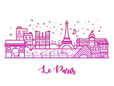 Paris, mon chéri! city eiffel tower europe france illustration louvre love notre dame paris vector