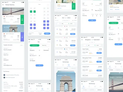 Travel Booking Mobile App bus search flights search my booking my trips travel mobile app
