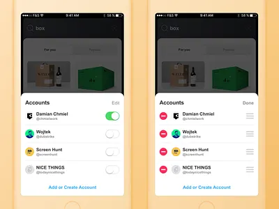 Creator App accounts app force touch innovation ios minimal packaging profile screen switch ui ux
