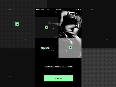 Opps Sec - Sporting_Events_Calendar - login app black calendar design events green interface login mobile shapes sport ui