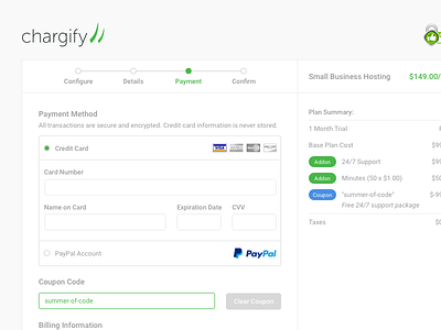 Subscription Signup Pages billing chargify checkout credit cards online ordering recurring billing responsive subscription subscription billing ui ux