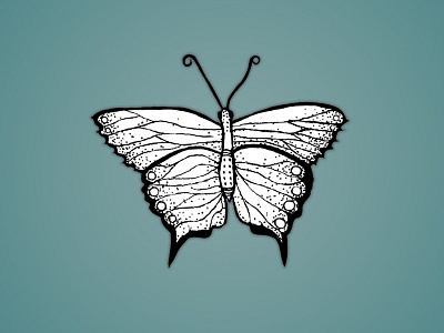 Butterflies for Days blue butterfly dreamy graphic green illustration ink magic pen print repeat