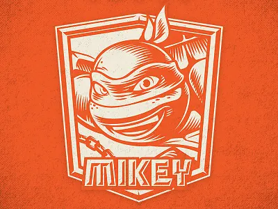 TMNT MIKEY badge brush illustration ink michelangelo mikey teenage mutant ninja turtles tmnt