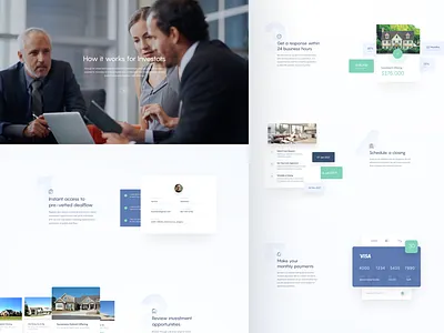 Instalend pages - How it works for Borrowers & Investors. behance case study design experience interface page real estate ui web website