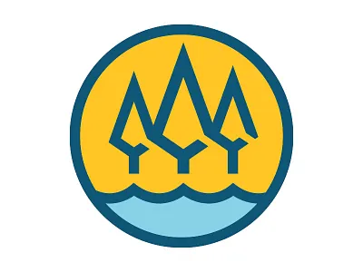 Shoreline Identity brand circle identity line trees water