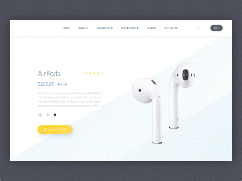Landing page - e-commerce blue clean e commerce headphones landing minimal product white