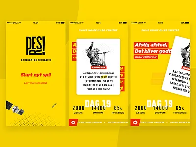 News media simulator app card dmjx game ios mobile settings ticker tinder ui