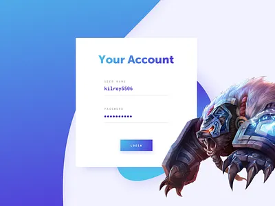 Login UI card character league of legends login lol minimal purple ui ux