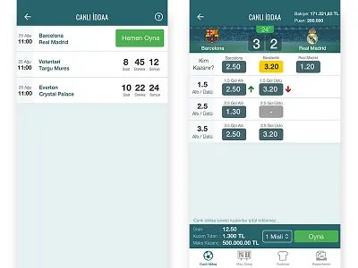 Live Bets Page - Nesine.com App app bets freelance designer freelance tasarımcı live