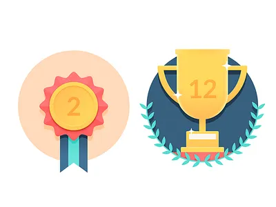 Ribbon & Trophy achievement award badge gamification icon illustration ribbon trophy winner