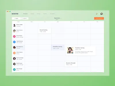 Internal Fitness Club Management Dashboard agenda calendar design digital fitness fluent sketch ui user experience ux zajno