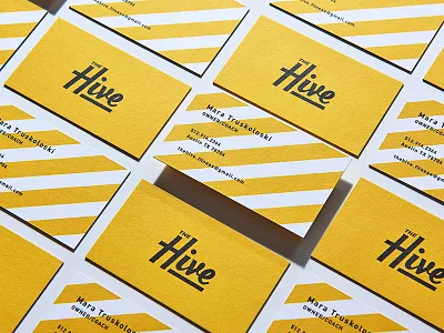 The Hive badge bee branding business card cards illustration logo poster script stationary typography