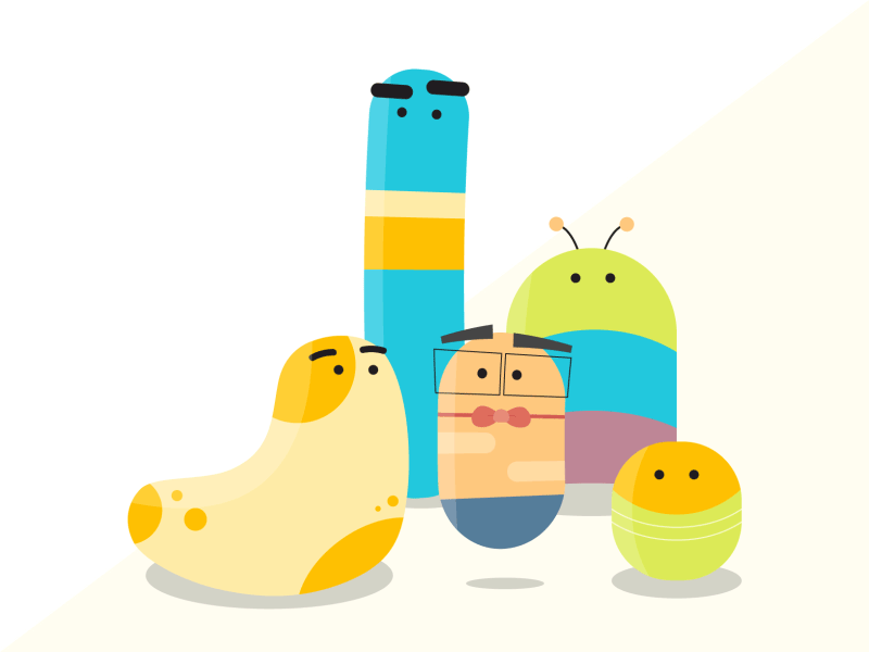 Nerd worms character design jindesign worm