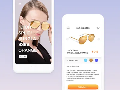 Buying Sunglasses flat galss ios11 orange shop sun ui ux