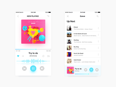 Music player interface music playlist waveform
