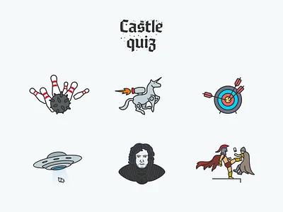 Castle Quiz — Achievements achievements game illustration jon snow quiz ufo unicorn