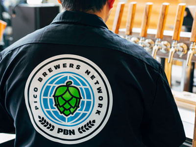PBN Work Shirts apparel badge beer brewing craft beer embroidery globe homebrew hops patch shirt work shirt