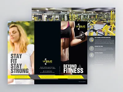 Unique Fitness Center : Brochure brochure center dumbbell exercise with dumbbells fitness gray gym health unique weights