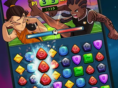 HOSHI ELEVEN PUZZLE QUEST 2d anime game gems kids manga match 3 puzzle toons