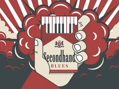 Battle of The Bands - Screen Graphic 3 color band blues cigarettes explosion poster print smoke