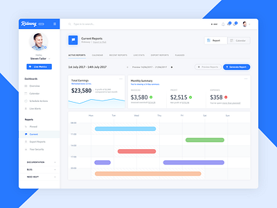 Rideway - Reports Dashboard app application blue corporate dashboard layout screen ui ux web design