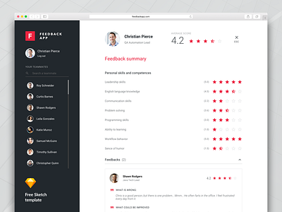 Feedback App Free Template agile feedback free freebie material design sketch team template