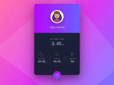 Sleep Status Card - Day #4 app daily flat health ios minimal profile sketch sleep ui ux