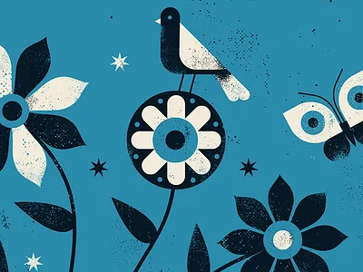 Ocular Vase (Night) bird flowers illustration nature screenprint texture vase vector