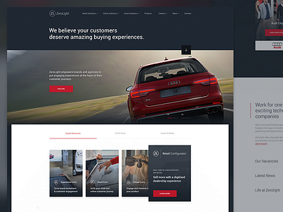 zerolight.com cars home landing redesign virtual reality website