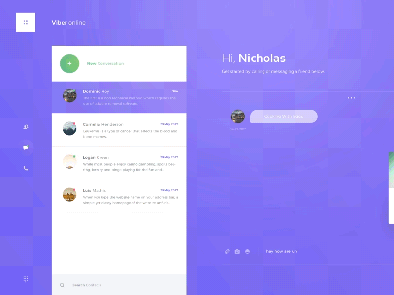 Personal 02: Viberonline chat clean design hangouts imessage messenger online startup ui ux viber web
