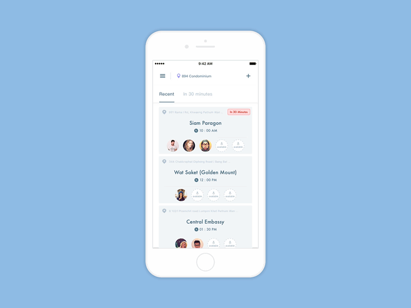 Car Sharing application automotive booking car clean ios mobile sharing ui