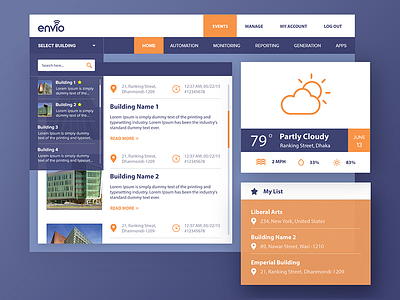 Envio Dashboard Fluent Design analytics building construction dark dashboard fluent design material design ui ux weather web app website