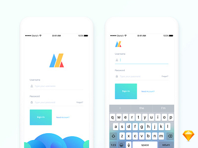 Login Screen iOS app colorful free freebie ios. gradient login screen sketch