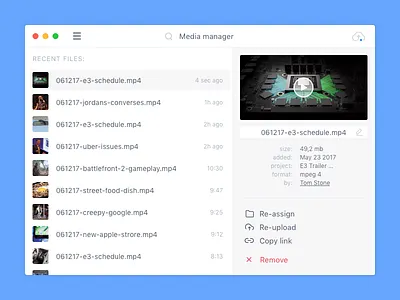 Media Library concept app interface library mac management media publishing upload