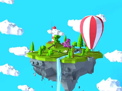 Sky Island 3d bleder blender3d isometric low poly