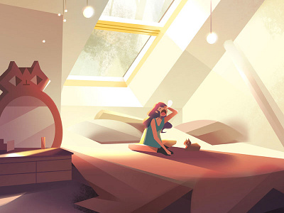Morning character illustration interior morning photoshop room visual development